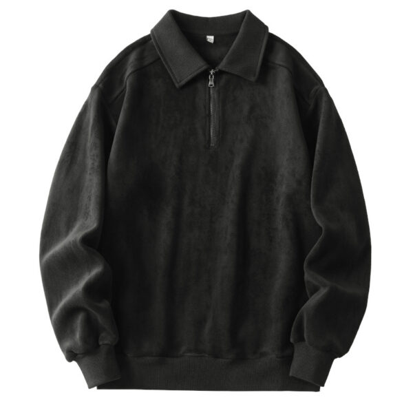 Fashion Lapel Half-zip Sweatshirt Winter Warm Fleece Long Sleeve Top Men's Clothing - Image 4
