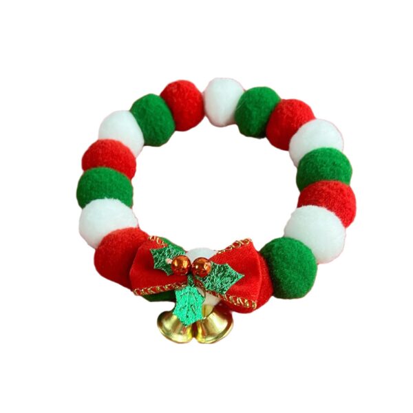 Christmas Cute Dog Cat Plush Ball Necklace Soft Elasticity Collar Pet Neck Accessories Dog Christmas Collar With Bow - Image 7