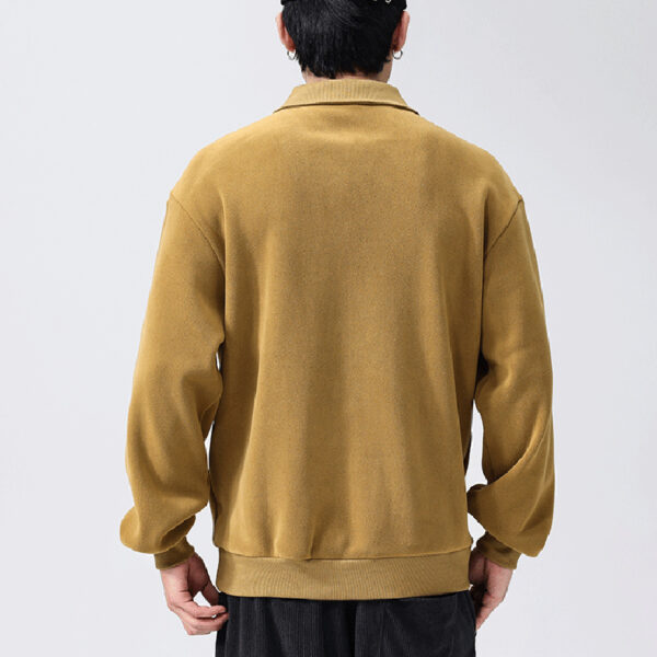 Fashion Lapel Half-zip Sweatshirt Winter Warm Fleece Long Sleeve Top Men's Clothing - Image 8