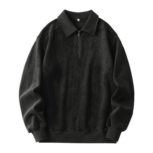 Fashion Lapel Half-zip Sweatshirt Winter Warm Fleece Long Sleeve Top Men's Clothing - Image 2