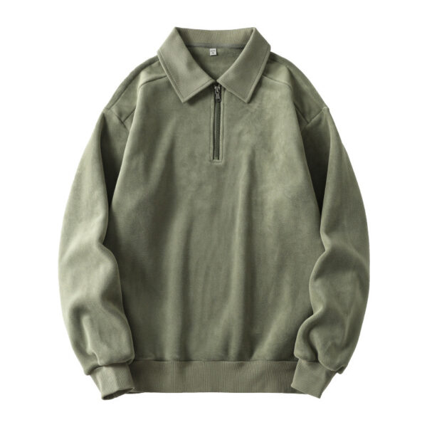 Fashion Lapel Half-zip Sweatshirt Winter Warm Fleece Long Sleeve Top Men's Clothing - Image 3