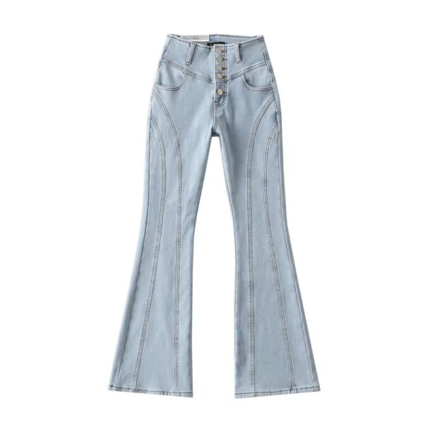 Breasted Bell-bottom Pants Women's Street Stitching - Image 4