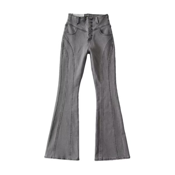 Breasted Bell-bottom Pants Women's Street Stitching - Image 5